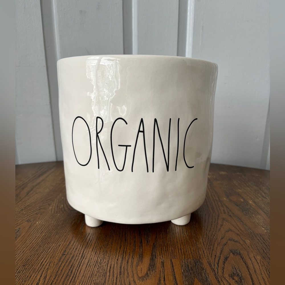 Rae Dunn Footed Crock Planter ORGANIC Ceramic Utensil Holder 8”